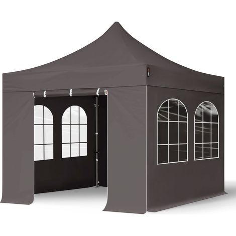 TOOLPORT PopUp Gazebo Party Tent 3x3m - with windows PREMIUM 100% waterproof roof marquee grey (1/5)