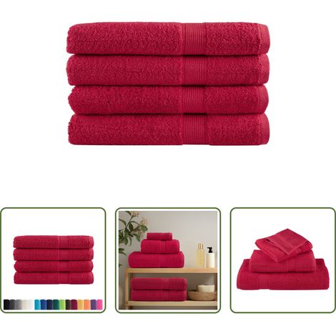vidaXL 100 x 200 cm - Premium-Handtücher SOLUND 4 Stk. Rot 100x200 cm 600 g/m² (1/5)