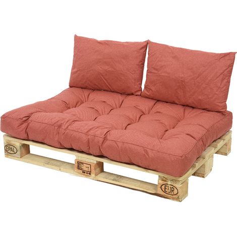 Ensemble de coussins d'extérieur palette rouille – 120x80cm – Forme rectangle – 2 coussins en polyester pour palettes – Confort optimal – Jardideco
