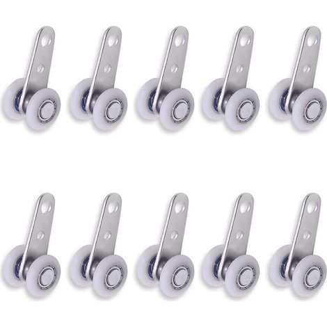 10pcs 49 x 22mm Metal Pulleys with 2pcs Plastic Wheels for Sliding Cabinet Doors (1/5)