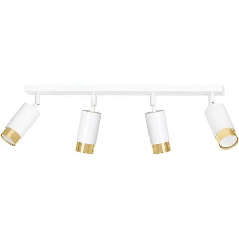 Lampada a Soffitto Hiro, Acciaio verniciato a polvere, Bianco, Oro, 60x19x6 cm (1/5)