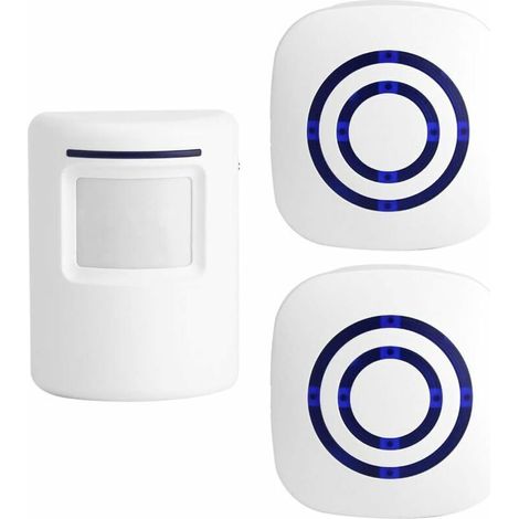 Motion-activated doorbell kit with 2 plug-in receivers and 1 PIR motion detector wireless outdoor doorbell kit with infrared motion detector