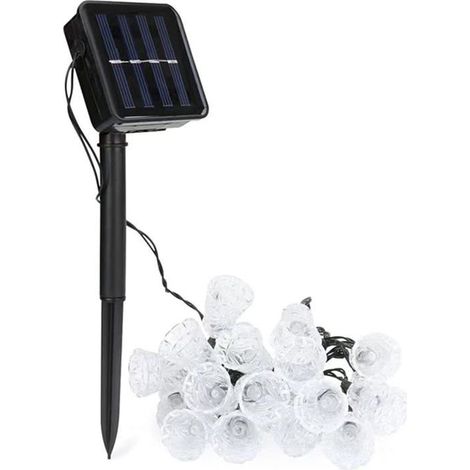 Guirlande lumineuse solaire d'extérieur, 21 pieds, 30 LED, guirlande lumineuse solaire, Noël, cloche blanche chaude