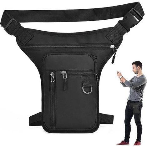 Borsa sportiva - Borsa da gamba universale - Tracolla removibile - Marsupio per moto e bicicletta - Impermeabile e pratica, adatta per motociclismo, attività all'aperto, escursionismo e alpinismo, oro