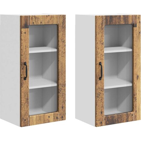 Maison Exclusive - Mobile in vetro da parete LUCCA 2 pcs Legno antico