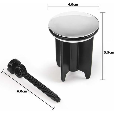 Bonde de Lavabo ⌀ 40mm Hauteur Réglable pour Salle de Bain, Bouchon d'évier Universel en Alliage d'Aluminium - Noir (1/3)