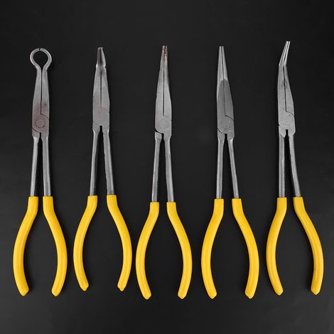 5-teiliges Set langer Spitzzangen aus Kohlenstoffstahl mit O-förmiger Klemme und rutschfestem Griff (1/5)