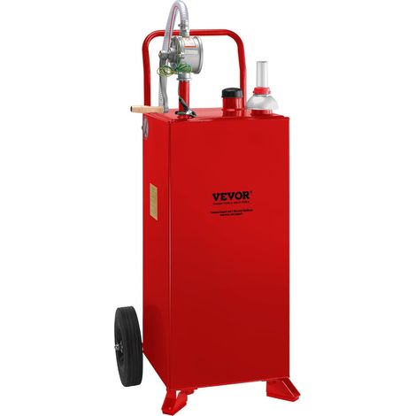 Réservoir de carburant de 30 gallons (114 litres) sur 2 roues, avec pompe de transfert manuelle, idéal pour voitures, tondeuses à gazon, quads, bateaux et autres véhicules. Couleur : rouge. (1/5)