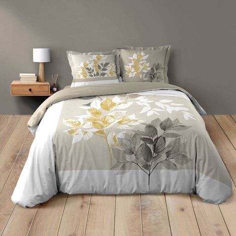 Housse de couette 260 x 240 cm coton 42 fils + 2 taies Enora (1/5)