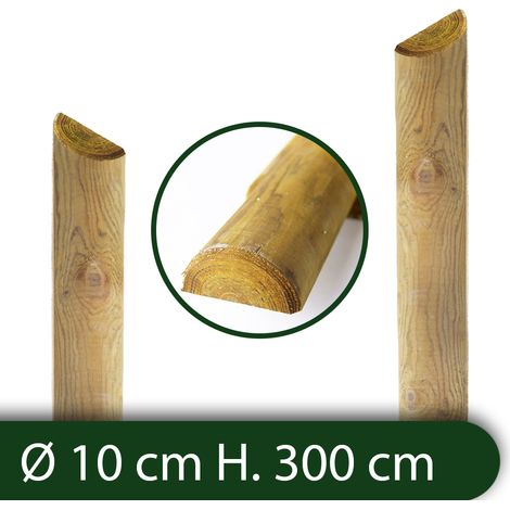 10PZ Mezzi Pali in legno Recinzioni Staccionate Giardino Trattati Ø 10x300 H