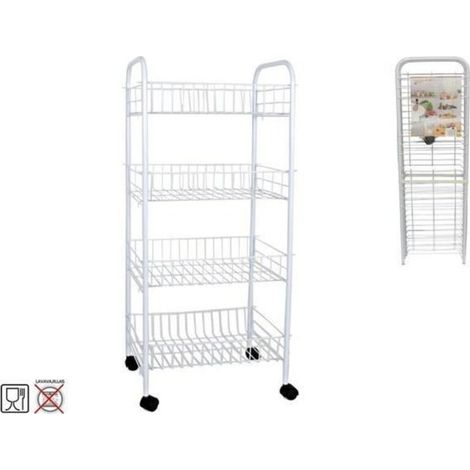 verdulero carro auxiliar bianca 4 pisos metal blanco 36x26x86