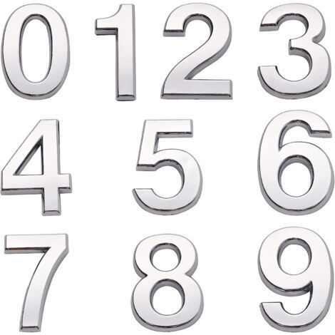 Numéros de maison adhésifs pour boîte aux lettres numéro de porte 0-9 pour appartement chambre bureau (4,3 cm) (1/5)