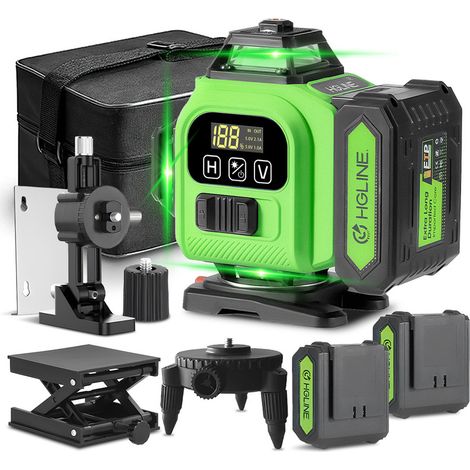 Display a LED Livella laser 4D 16 linee, con 2 x Batteria grande aggiornatastrumento di livellamento incrociato autolivellante - 25 m - LK-804