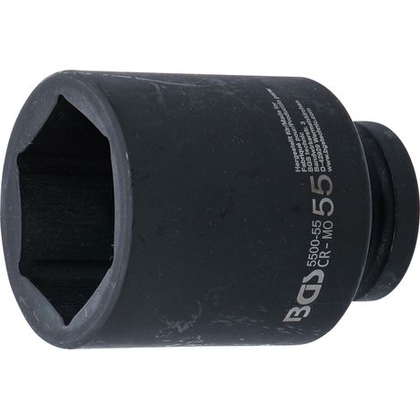 BGS  Vaso  de impacto  hexagonal  profundo  cuadradillo  interior  25  mm  (1")  SW  55  mm  -  5500-55 (1/4)
