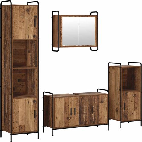 vidaXL Set di Armadi da Bagno 4 pz Legno antico 40 x 36 x 181 cm (1/5)