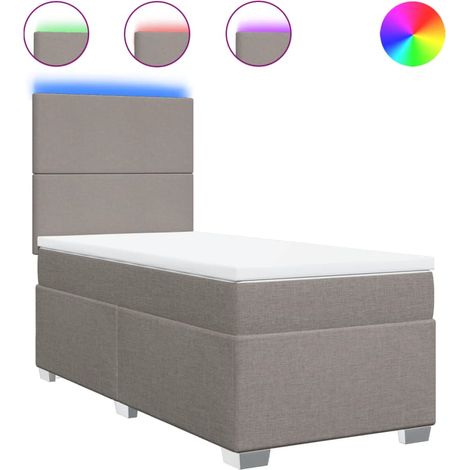 Maison Exclusive - Sommier à lattes de lit avec matelas Taupe 90x190 cm Tissu (1/5)