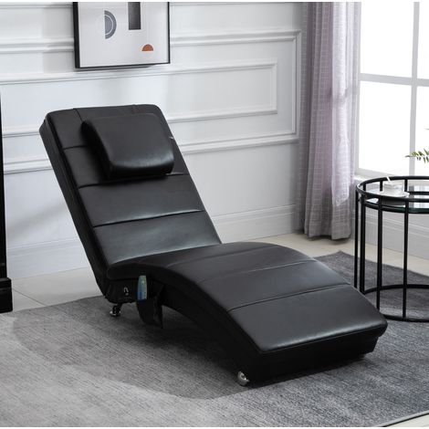 Fauteuil relaxant 58x163x87 cm noir en mousse avec fonction massage 8 points et télécommande (1/5)