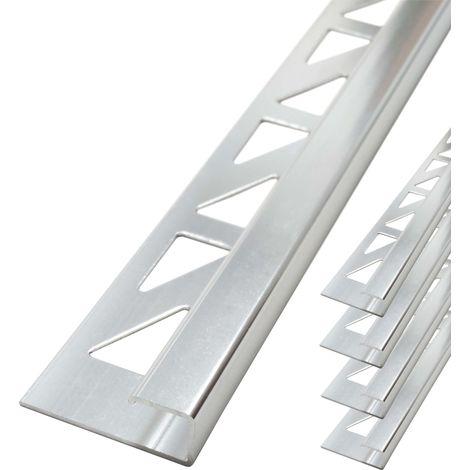 Dalsys Fliesenschiene Eckprofil Quadratprofil Aluminium (eloxiert, Fliesenprofil - Silber matt 2,5m x 8mm, 5 Stück
