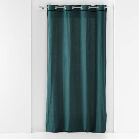 Rideau à oeillets 140 x 240 cm Coton lavé Linette Pétrole (1/4)