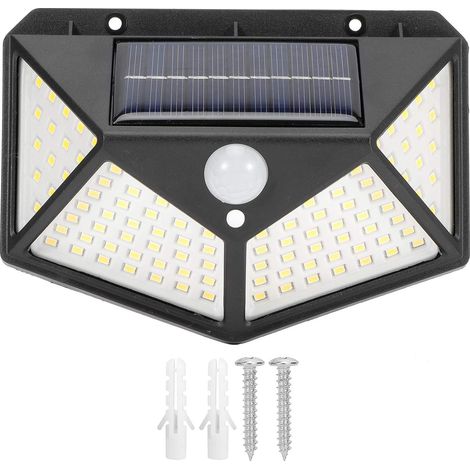 MSBD Lumière de capteur 100LED, technologie de contrôle d'induction du corps humain à économie d'énergie lumineuse à 4 côtés, applique murale solaire, pour porte d'entrée extérieure (1/5)