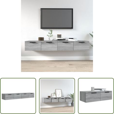 Holzwerkstoff -  Wandschränke 2 Stk. Grau Sonoma 68x30x20 cm Holzwerkstoff