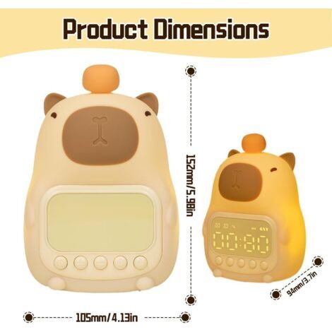 Horloge Réveil Capybara avec Veilleuse pour Enfants,Mignon Capybara Réveil Veilleuse,Lampe Rechargeable en Silicone,Réveils Numérique pour Chambres à Coucher pour Filles, Garçons (1/5)