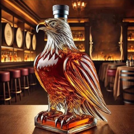 Decanter per whisky 3D, opera d'arte in vetro soffiato a mano, bottiglia per liquori, decorazione da bar (uccellino) (1/5)