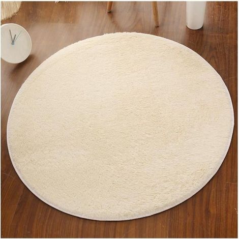 1 runder Plüschteppich, flauschig und superweich, beigefarbene Fußmatte, 60 cm, für Wohnzimmer oder Schlafzimmer (1/5)