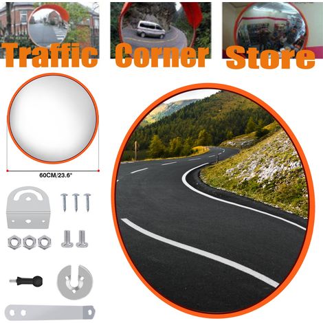 Miroir convexe de sécurité pour angle mort, 60 cm, pour garage et allée, usage intérieur/extérieur