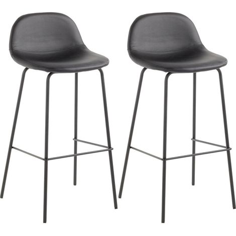 Set 2 Sgabelli 42x43x91,5 cm in Similpelle Nero (1/4)