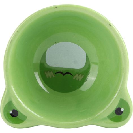 Bols d'alimentation en eau et nourriture en forme d'animal de dessin animé, bol en céramique pour petits animaux, fournitures pour animaux de compagnie grenouille (1/5)