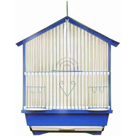 TrAdE Shop Traesio - Gabbia Per Uccelli Gabbietta Canarini Colori Assortiti 37x22x29cm Forma Casetta - (1/2)
