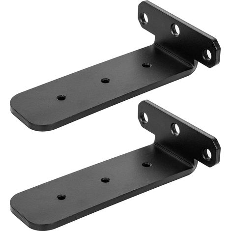 soportes de pared resistentes para estantes, de metal negro, en forma de L de 150 mm, flotantes con tornillos. (1/5)