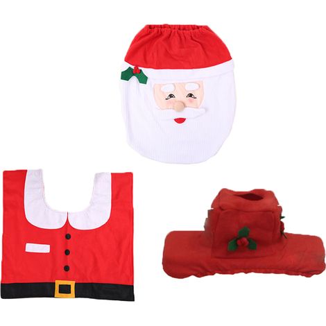 Couvre-reveteur De Toilette Et Tapis De Salle De Bain - Theme Noel - Ensemble Santa - 1 Unite (1/5)