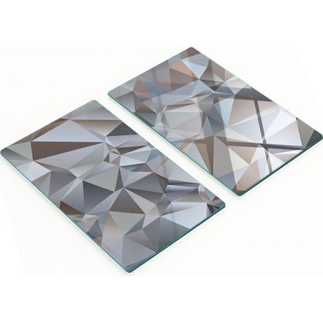 Planches à apéritif en verre, motif triangles abstraits, 2 x 30 x 52 cm (1/5)