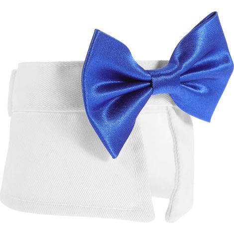 Blue Cotton Puppy Collar, Adjustable, Formal Knot (1/5)