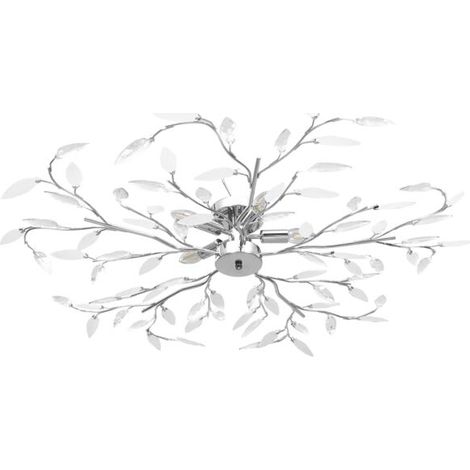 Plafonnier vidaXL avec pales en acrylique, compatible avec 5 ampoules E14 blanches (1/5)