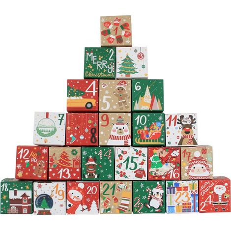24PCS Boîtes Calendrier de l'Avent Vide à Remplir - Calendrier de l'Avent 2026 - Boîtes Cadeaux de Noël DIY - Sacs de Papier Kraft (1/4)