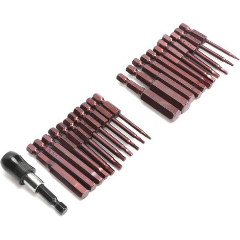 23-teiliges Schraubendreher-Bit-Set, Sechskant 60 mm, S2, Rot, Hochpräzisions-Werkzeugset mit 2 Kopfstücken (1/5)