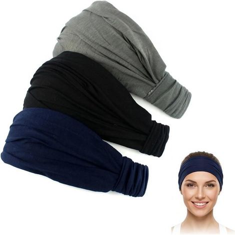 Diademas para mujer de 3 piezas, diadema ancha antideslizante, absorbente del sudor y cómoda para yoga, correr y actividades físicas (1/5)