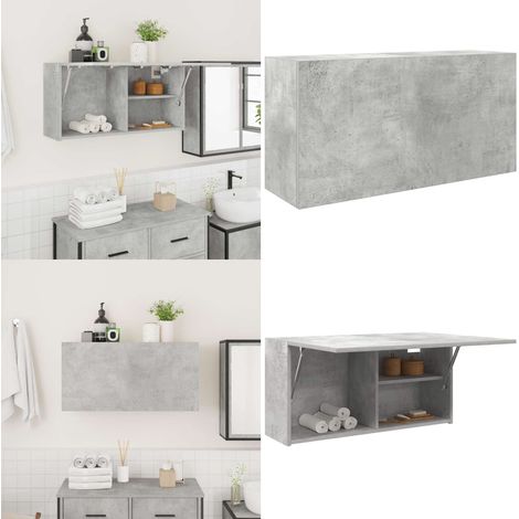 Mobile da Bagno a Parete Grigio Cemento 80x25x40 cm Truciolato - Armadio da bagno - Armadio in truciolato