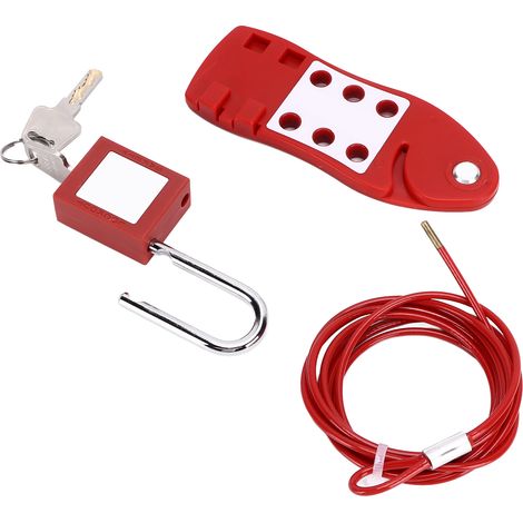 Câble de verrouillage de 2 m (6,56 pi) avec moraillon en forme de poisson et cadenas de 38 mm en acier inoxydable pour l'industrie chimique et l'énergie électrique