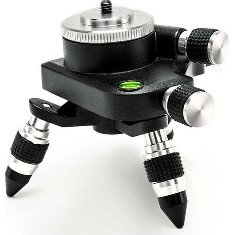 Adaptateur de Niveau Laser, Trépied Support en Alliage D'aluminium, Filetage 1/4" et 5/8'' pour la Plupart des Niveaux Lasers, Base Rotative Fine à 360 degrés