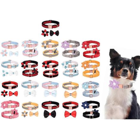 Collier Prince pour chat et chien, nœud papillon fleuri, cristal scintillant, velours rouge (1/4)