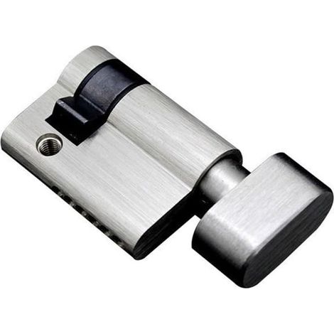 Cylindre de serrure à ouverture unique 45 mm, entièrement en cuivre avec bouton, dimensions 45 x 32,8 mm en chrome vif, pour portes dissimulées, portes de secours et portes de séparation (1/5)