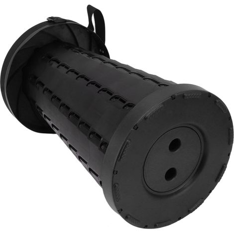 Tabouret télescopique robuste en plastique ABS/PP, grande capacité de charge, portable, stable et pliable, idéal pour la pêche, le camping et les voyages (noir et gris). (1/5)