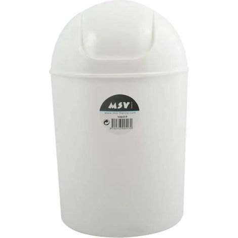 Bidone in plastica rotondo da 7 litri per bagno bianco - Msv