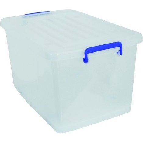 Caja de almacenamiento con ruedas PP Blanco Transparente 81L MSV