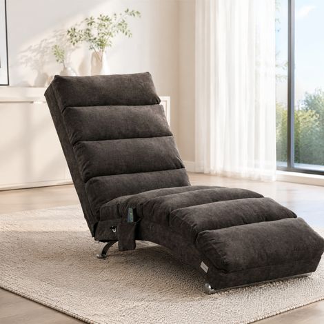 Sillón relax fijo 148 x 55 x 84 cm, vibración suave, gris oscuro DESVIAE (1/5)