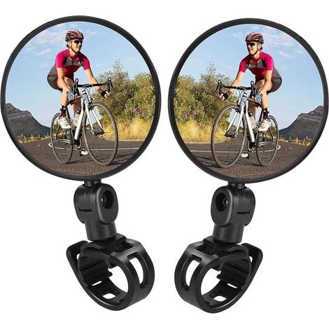 Rétroviseurs de vélo réglables et pivotants, montés sur guidon, lot de 2 - Rétroviseurs arrière convexes en plastique pour vélos de montagne et de route